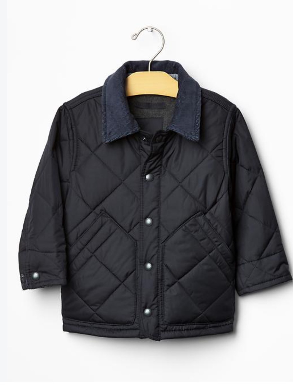 GAP Kids Quilted Barn Jacket - Navy with Corduroy Collar 3T like new
